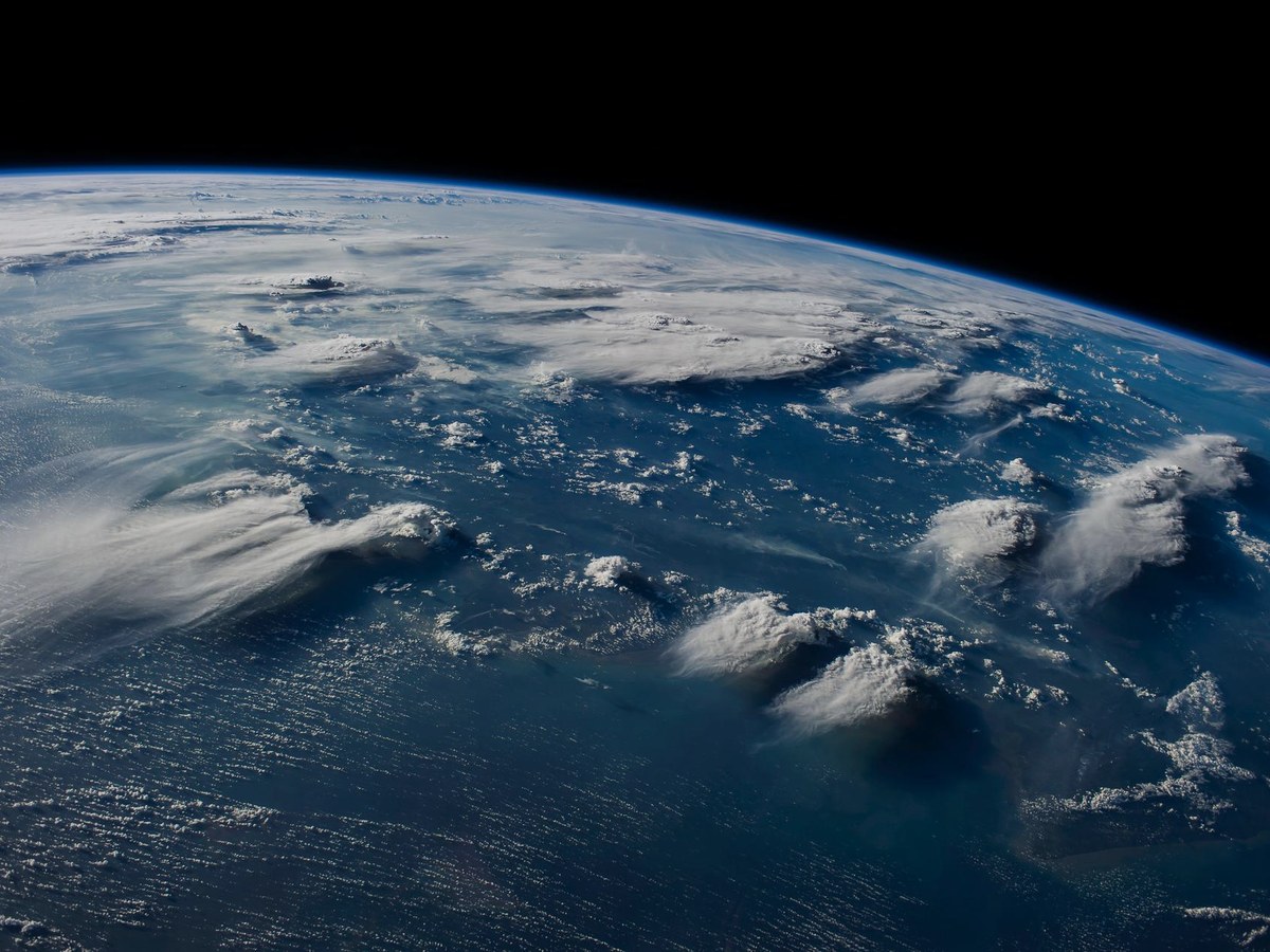 Towering cumulus photographed from orbit